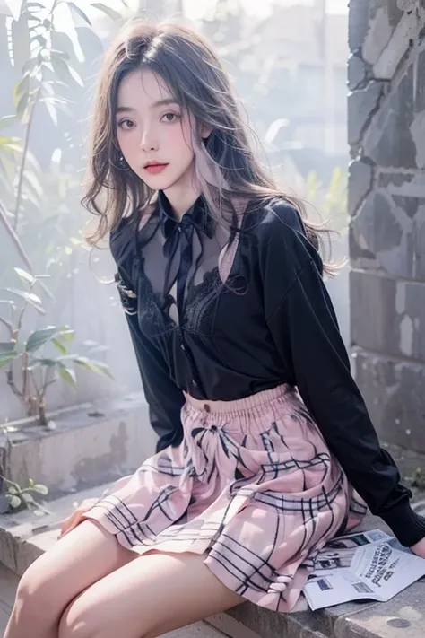 mode fashion collection, ultra detailed, beautiful, masterpiece, best quality, _ BREAK Beautiful perfect model,18yo,Tightened all body, Perfect and beautiful legs,dark brown hair, Brightly colored eyes, Diteled face, dropy eyes, Double eyelid, light color ...