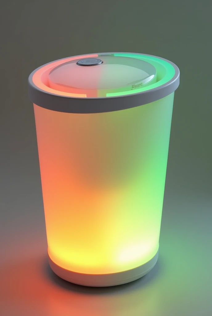 a prtotype of color changing laundry basket with silicon cover that reflects the colors red, green and yellow when puting a clothes and have weighting scale dectector 