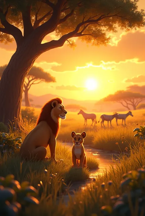 As the sun sets, Leo(lion cub)realizes its time to go home.He returns to his mother and shares his exciting adventure, learning that with friends, anything is possible.