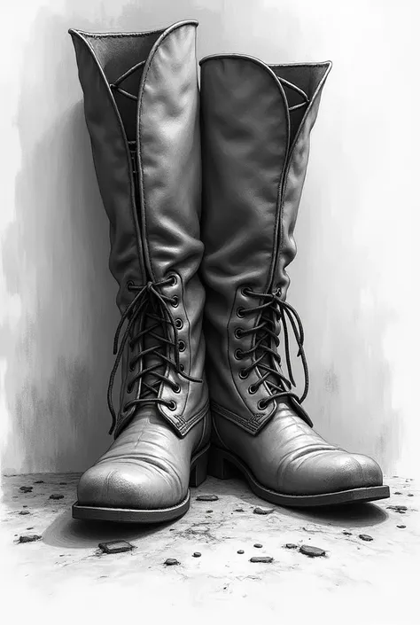 Creepy boots pencil sketch 