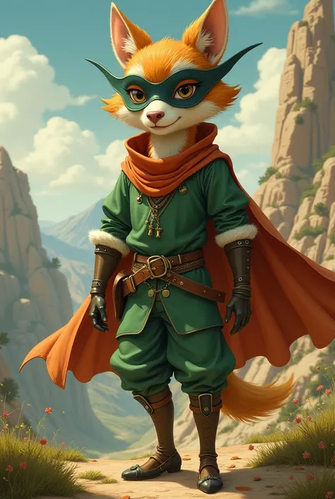 (furry zorro), little prince, adventurous, green clothes, fancy 