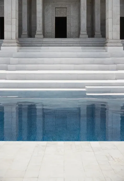 Infinite Pool，Water Temple，White tiles and stairs