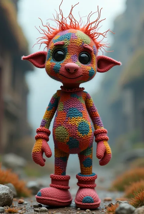 Boy full body made from knit collorfull, random thread, unreal engine 5, realisric