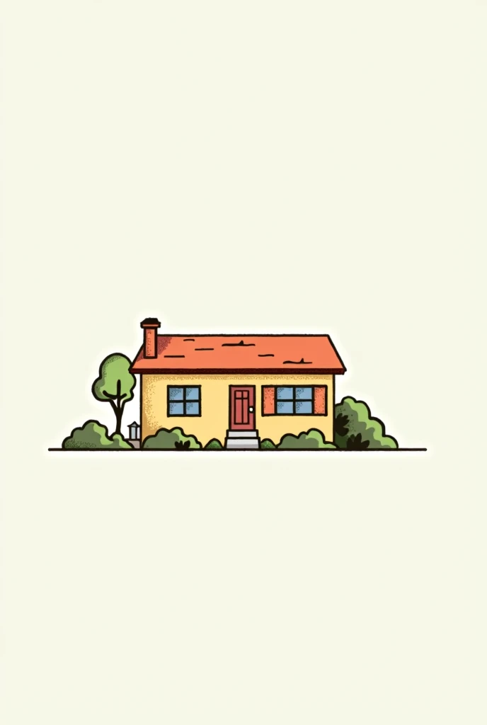 Schematic color drawing (icon) of a one-story house.