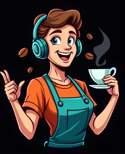 Gaming barista mascot logo