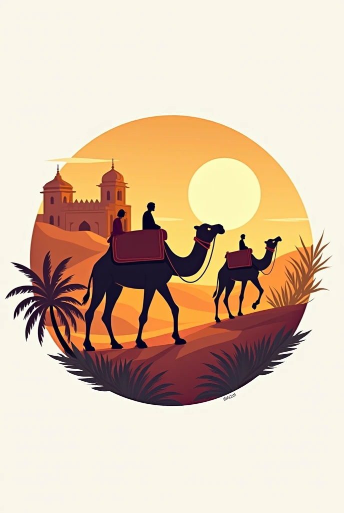 Generate a logo for online study channel 
Name - Padho Rajasthan 
Should be on rajasthani cultural theme
Including camels, thar and many more 
Logo should bhi in only round shape