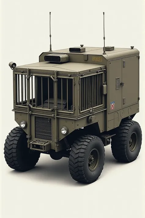 Create a prison 4 wheel vehicle with aircon and cage 