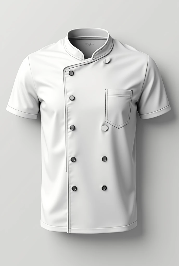 Chef coat design T-shirt、Flat image with no depth perception。Wear a stylish chief tie around your collar。Pocket on left chest。