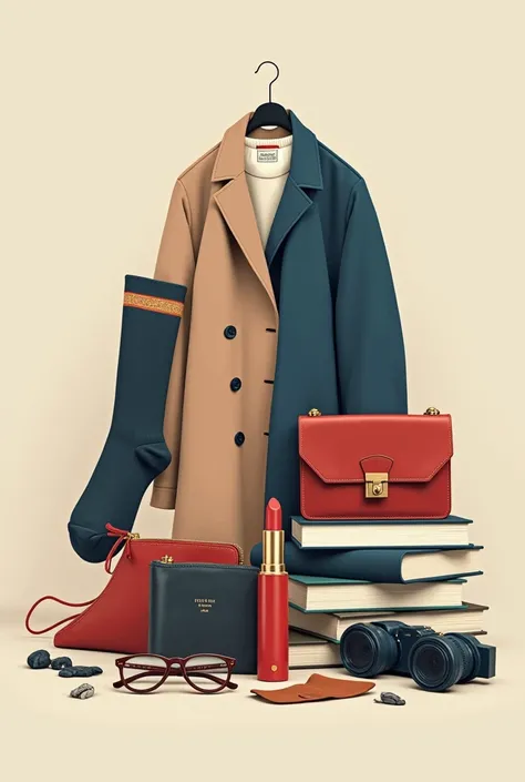 His(wallet), hers (lipstick), mine(glasses), yours(socks), ours( coats), theirs (books) 