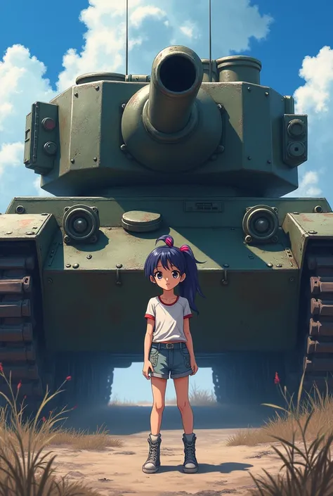 ZSU near the tank in anime style