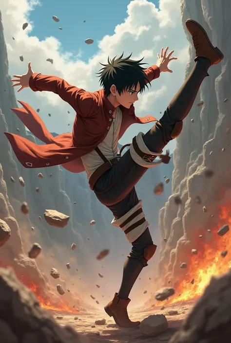 Handsome Eren Yeager Uses The Dragon Kick Technique Detail,