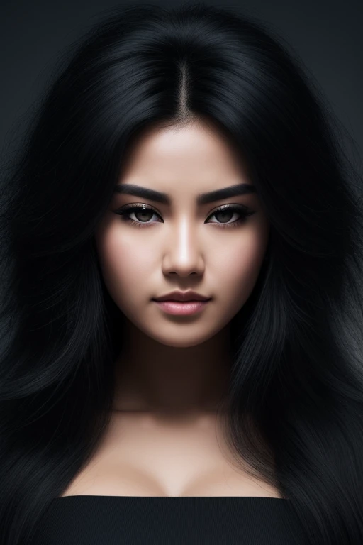 jet black hair,midium long hair,lion‐like hair,wolf-like hair,frizzy hair,thick hair,fluffy hair,most very heavy weight hair,most very voluminous hair,shiny jet black hair,female jail officer,black uniform,black pants,1 chinese woman,tall woman,height 1.95...