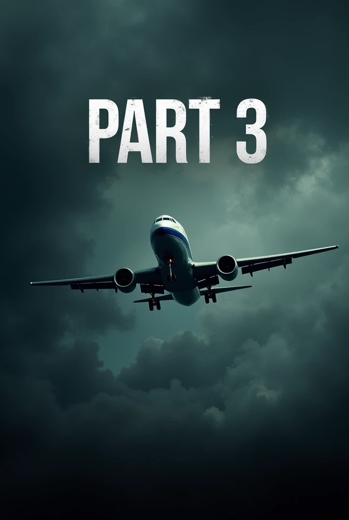 Create a suspenseful and intense thumbnail featuring an airplane in distress with a dark, cloudy background. Include bold text saying PART 3 and IC 814 Hijacking with a coming soon Use a dark, cinematic color scheme to evoke tension." Like cinema poster li...