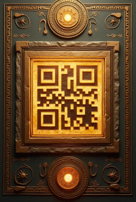 Create ancient qr code technology image in by indian vedas