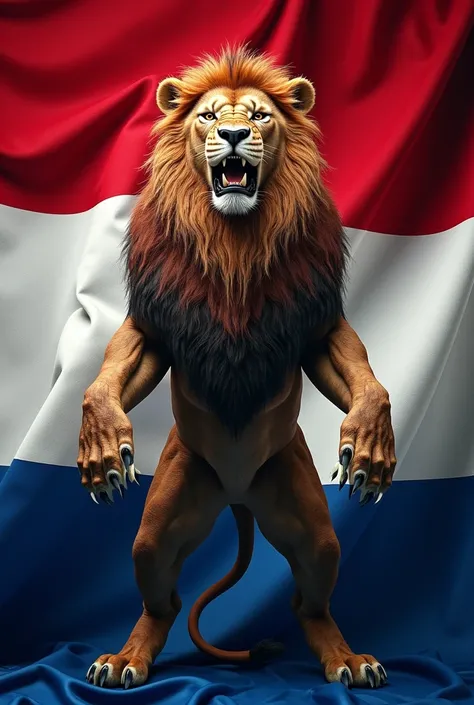 Flag of Netherlands with aggressive standing lion
