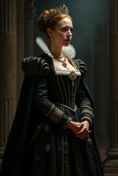 Elizabeth I standing in the dark