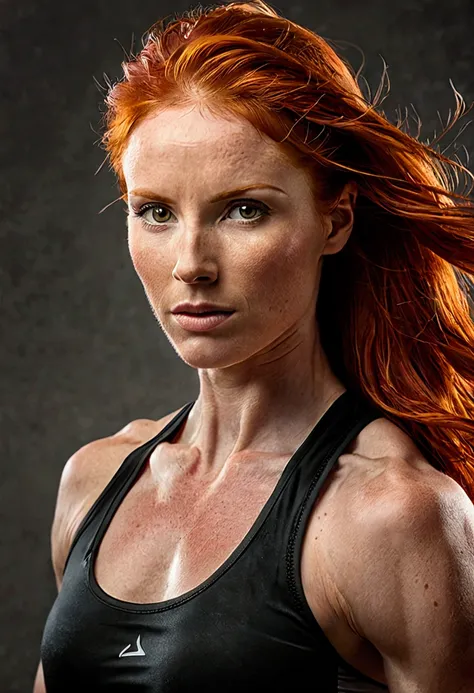 Red haired athletic woman