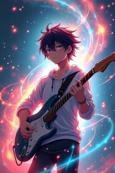 Create anime boy around the music aura