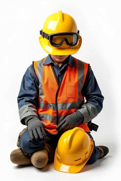 Create Set of personal protective equipment for construction works with white background without template