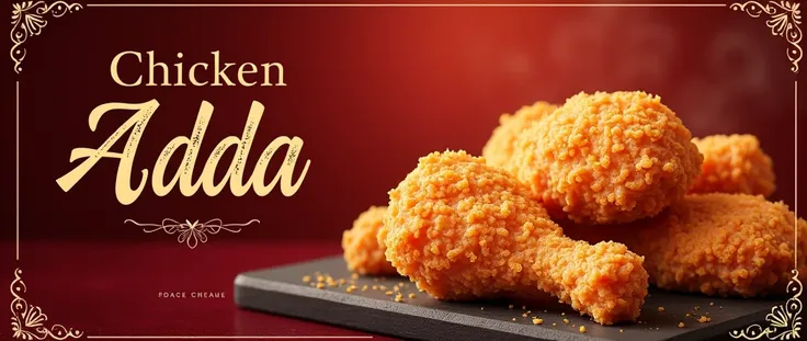 Make a banner for fast food shope name of Chicken ADDA in best fancy style like attractive 