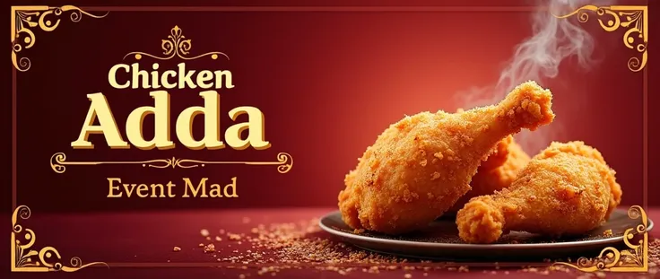 Make a banner for fast food shope name of Chicken ADDA in best fancy style like attractive 