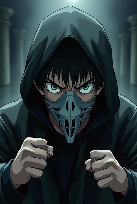 For the profile anime boy character Rage wearing mask 