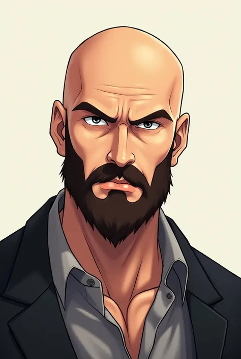 White man anime avatar,bald with beard