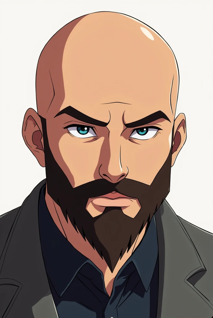 White man anime avatar,bald with beard