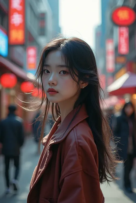 Korean girl in street 