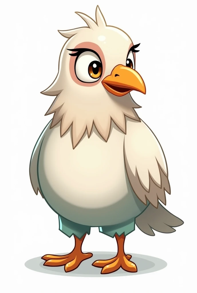 a mascot for highschool is pigeon, white background, white and light brown for pigeon, need some school uniform in light green, make it easy to draw need more naughty and cool