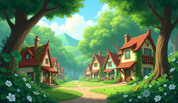 a small town under the clover forest