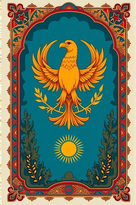 Make a Anthem,Coat of Arms and Flag of Kazakhstan in Ethnic Style