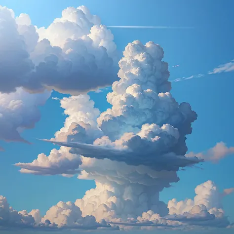 cumulonimbus、Blue sky、Nothing else、Super realistic illustrations for the 2020s、Picture taken from below