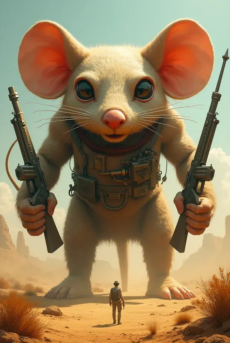 Large human body face Mouse working  with weapons at Rajasthan field in hot summer season 