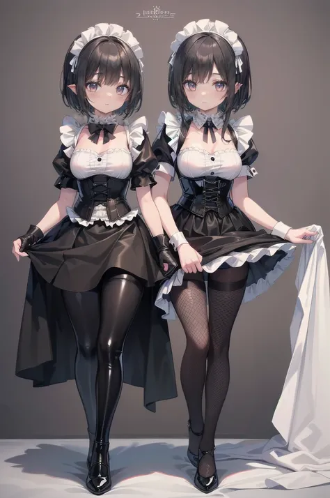 Two beautiful mature women:1.3,Sisters,(Detailed Description,Unbelievably absurd,High resolution,8k wallpaper,masterpiece,Highest quality,Regional Depth,Anatomically accurate depiction),(Glowing Skin,Glowing Skin,Oilskin),((Succubus disguised as a maid)),(...