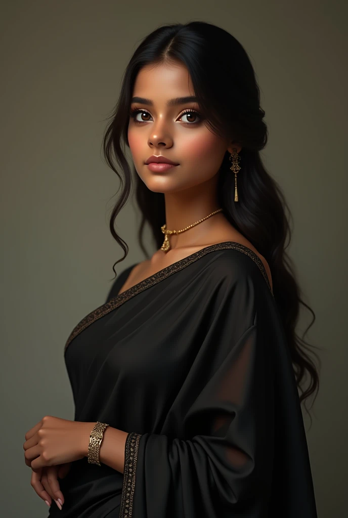 Cute
 18 years Indian girl in black saree full body height 5,3