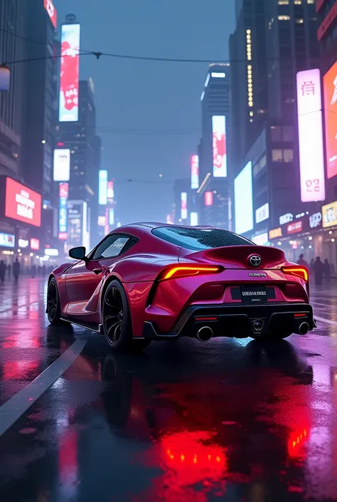 Supra 
in cyberpunk city with neon light in night time