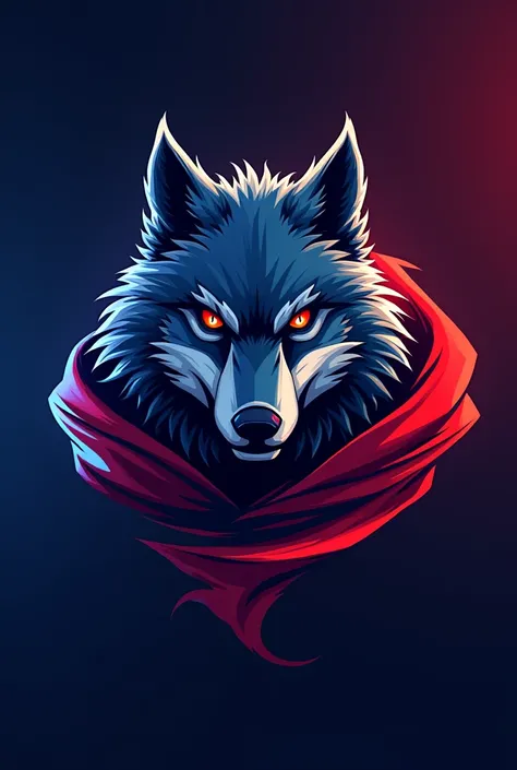 Pro gamer player team logo, with a wolf in a cape and the French flag
