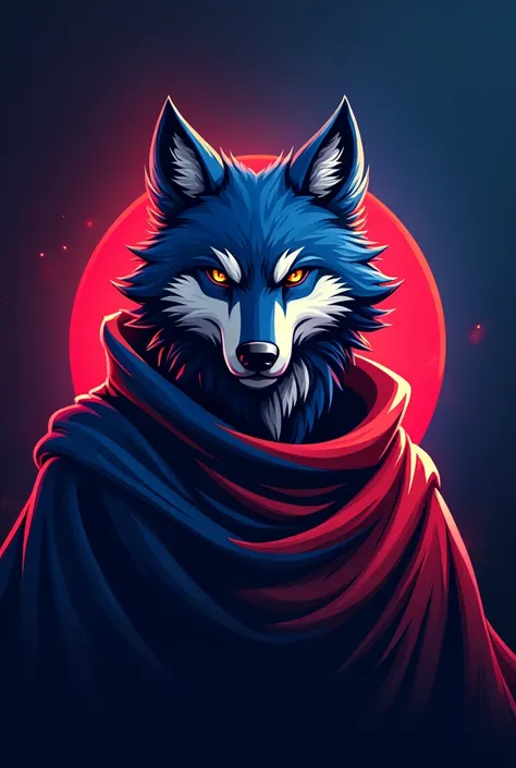 Pro gamer player team logo, with a wolf in a cape and the French flag
