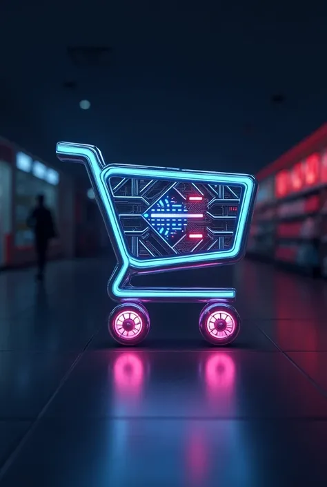 Logo of a supermarket store that mixes technology and shopping