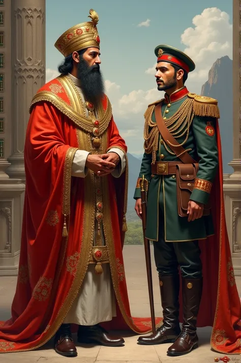 The first Turkish ruler and the modern Turkish soldier side by side
