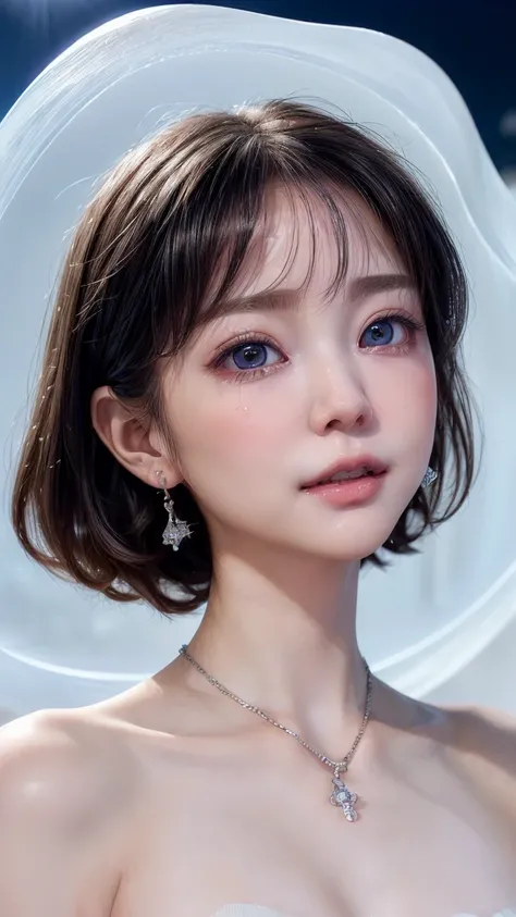 (4k quality:1.3),(Highest quality:1.3),(Whitening:1.4),(Baby Face,Girl:1.3),(The best beauty:1.5),rich,Upper Body,(No makeup:1.2),(Crying face:1.2),(Neat and clean nakedness:1.3),(Different dimension:1.6),Overflowing breasts,(jewelry),Captivate a man,Cleav...