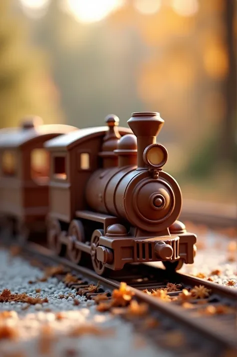 Create a cute chocolate train with no foreground background 