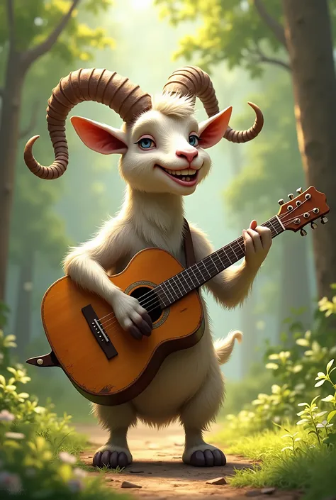 A goat playing the guitar 