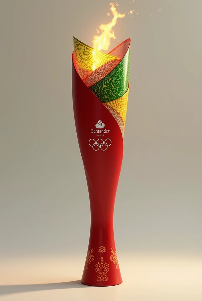 Description of the Banco Santander Olympic Torch Representing Brazil:

Format and Structure: The torch has a modern and aerodynamic design, with smooth curves that represent movement and fluidity, symbolizing the connection between people. The main body is...