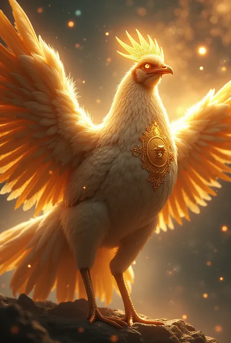 A queen hen of the universe with golden feathers, more powerful, you are not understanding, with a lot of power