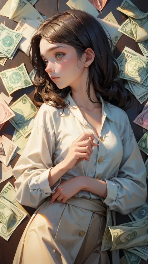 paper  money in girl hand 