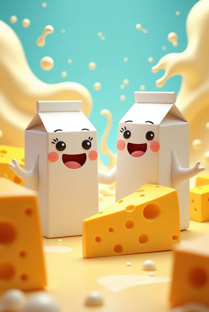 Animated milk and cheese