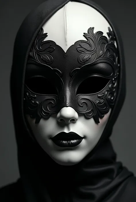 Create a black and white mask only no human in it with scars on left eye for masquerade invitations design 

