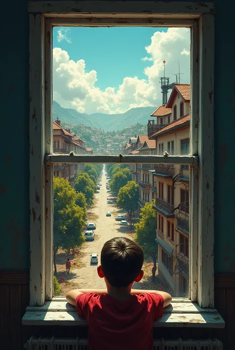 Create a crazy view out of a window in to an ugly town